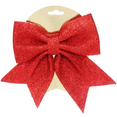 Бант на ёлку «Яркий праздник» 15*20 см, Красный