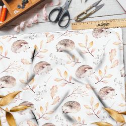 Ткань блэкаут ёжик с осенними листьями