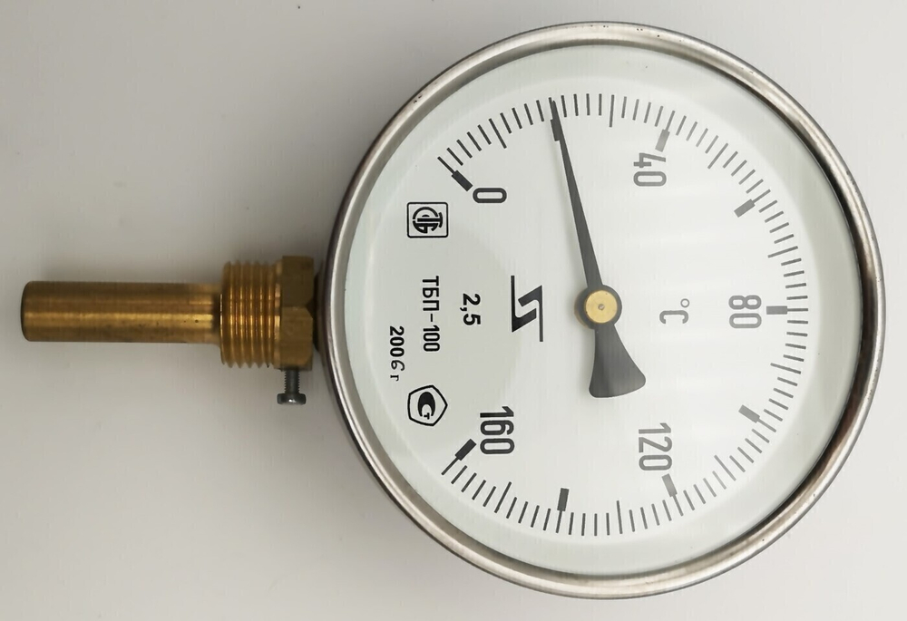 Термометр биметаллический ТБП-100 (0+160), 50мм, G1/2, 2.5, радиальный, показывающий