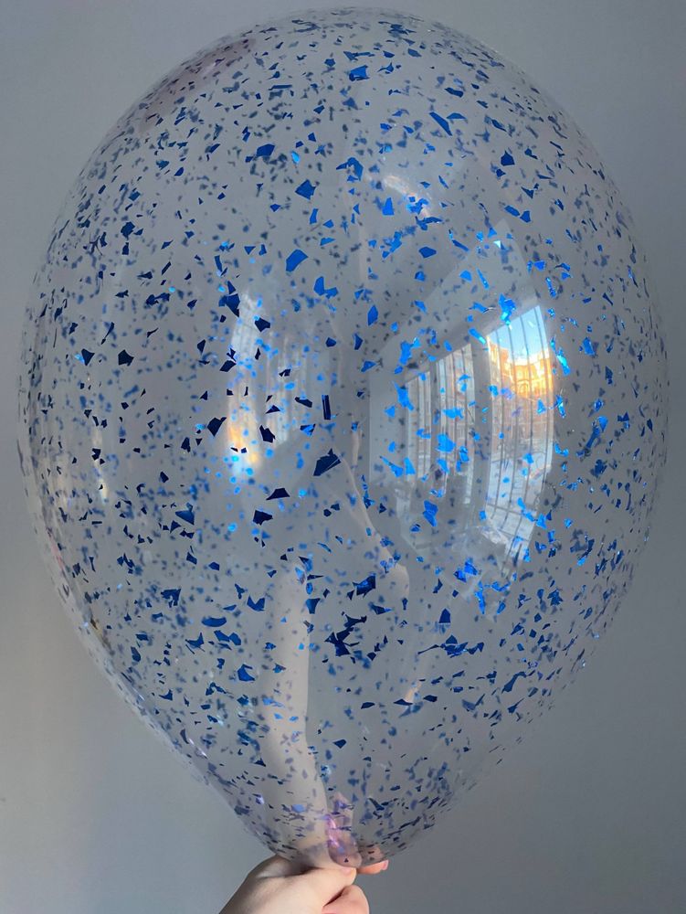 Воздушный шар с наполнением конфетти дробленное синий ПАЛИТРА №4303