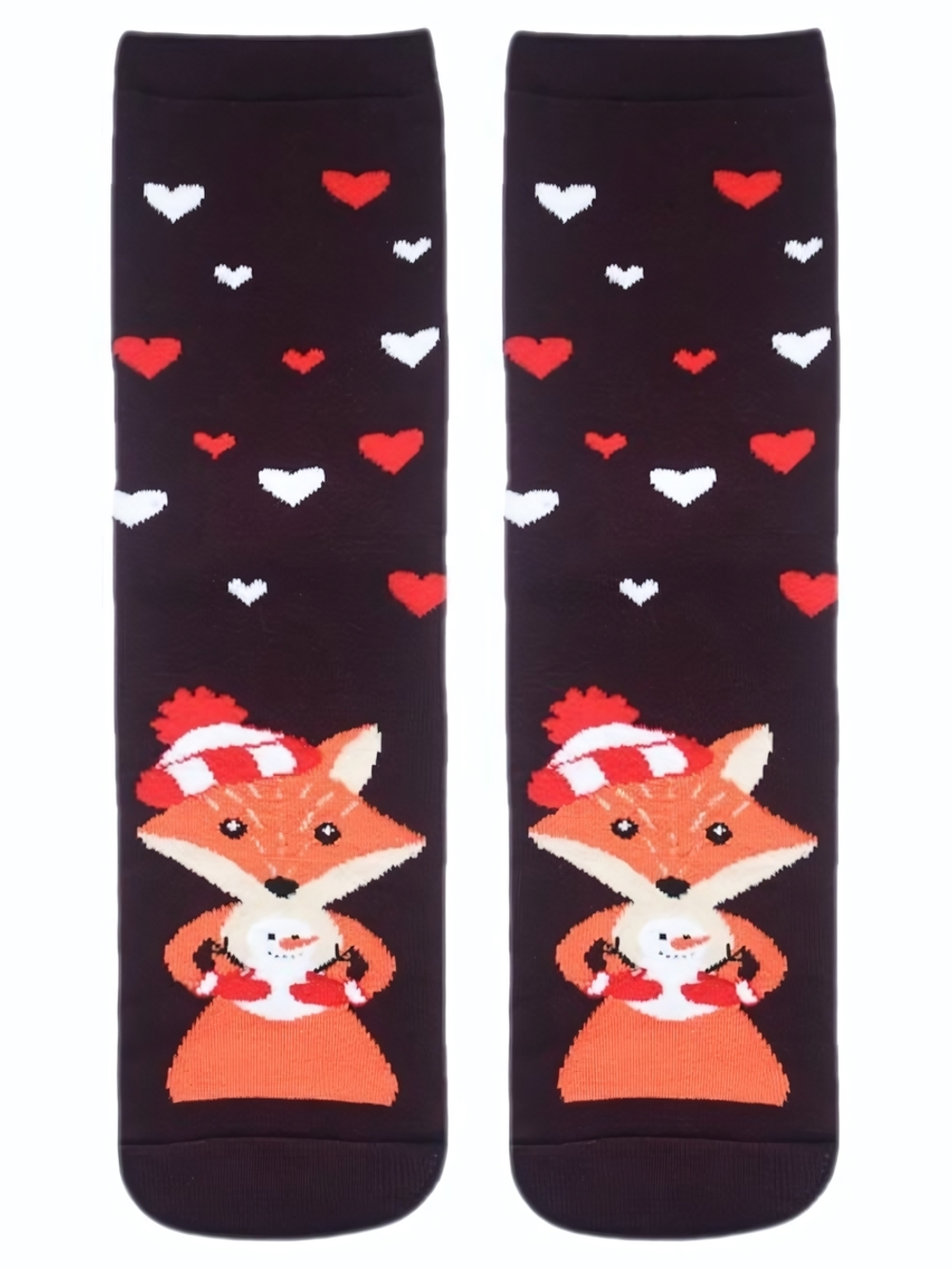 Махровые женские носки Лапландия с лисичками (Размер: 25) (Цвет: бордовый)