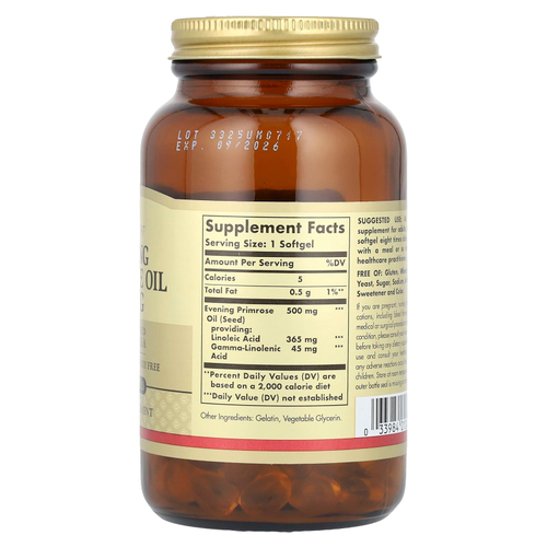 Solgar, масло первоцвета вечернего, 500 мг, 180 мягких таблеток