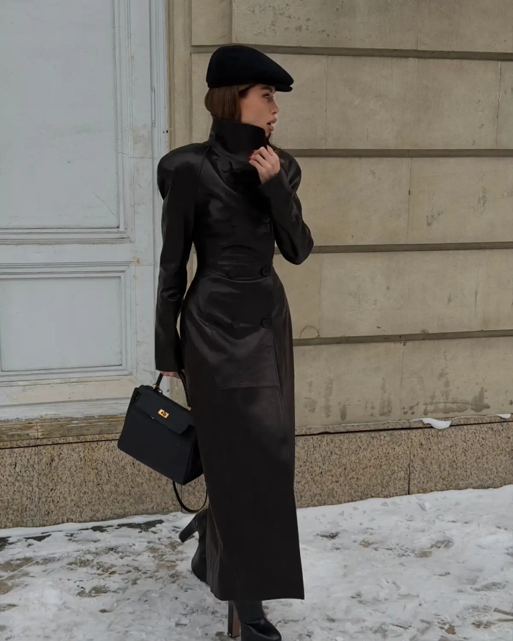 Кожаный тренч, Черный