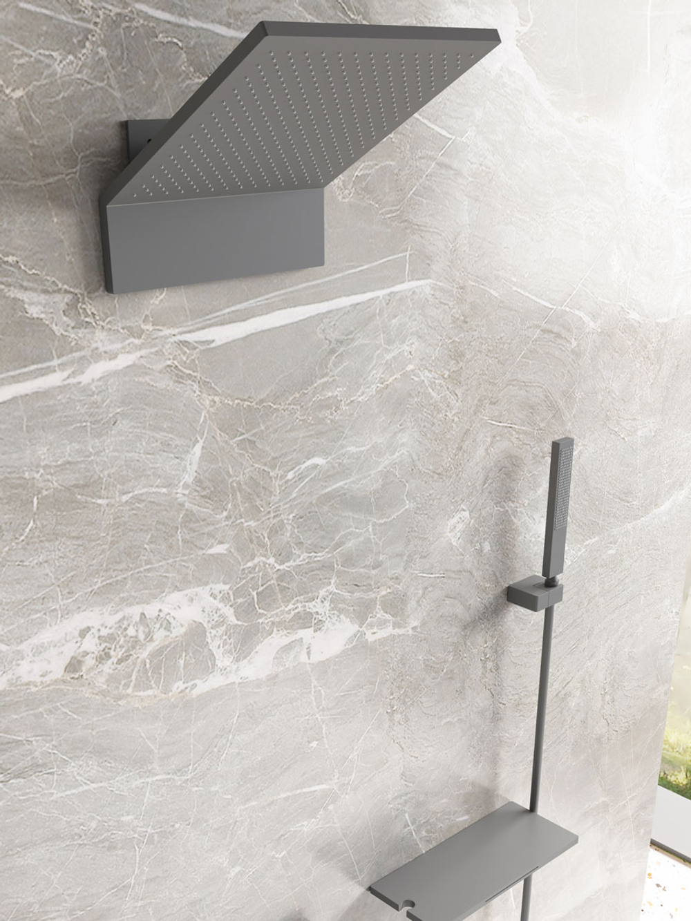 Душевой комплект Vincea Futura VSFW-2F11TGM термостатический встраиваемый, 3 режима, вороненая сталь