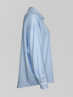 Костюм 80996 в полоску из рубашки и брюк прямого кроя с элементами кружева