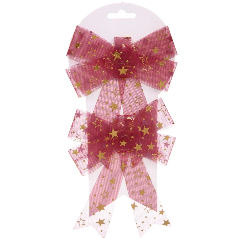 Бант на ёлку «Звёздный день» 14*18 см (набор 2 шт), Красный