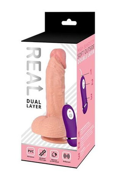 Телесный реалистичный вибратор REAL Dual Layer - 21,5 см. (Цвет: телесный)
