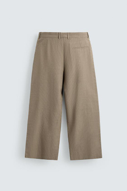 ZARA БРЮКИ RELAXED FIT ИЗО ЛЬНА И ХЛОПКА, РЫЖЕВАТО-КОРИЧНЕВЫЙ