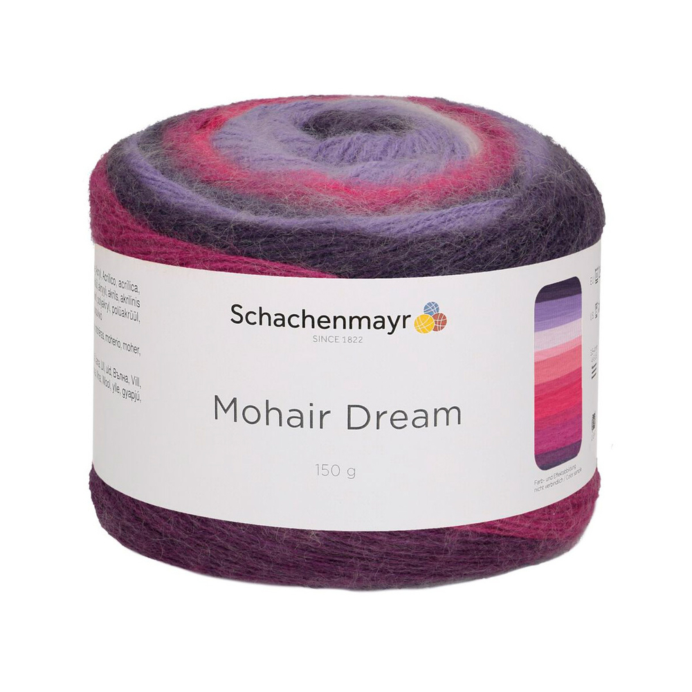 Пряжа "Mohair Dream" 00087 Белый/красный/розовый/серый/фиолетовый