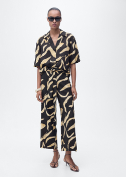 Прямые брюки с принтом и ремнем