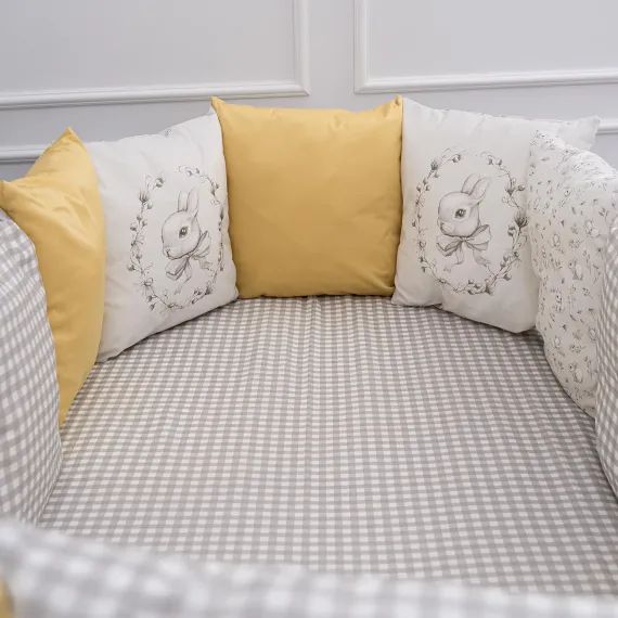 Комплект постельного белья Lollycottons Кролик Лаппин универсальный 6 предметов, Желтый