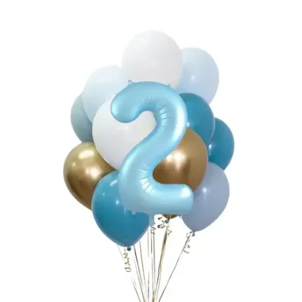 Букет с цифрой "Голубой с золотом"