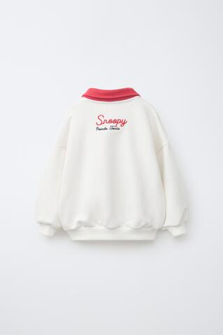 ZARA ТОЛСТОВКА-ПОЛО С ВЫШИВКОЙ SNOOPY PEANUTS™, ЭКРЮ