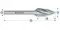 Борфреза твердосплавная LENZ форма F (парабола с закругленной головкой), 6х18х6х50 мм, насечка №7, без покрытия, арт. LZBF 030 N7