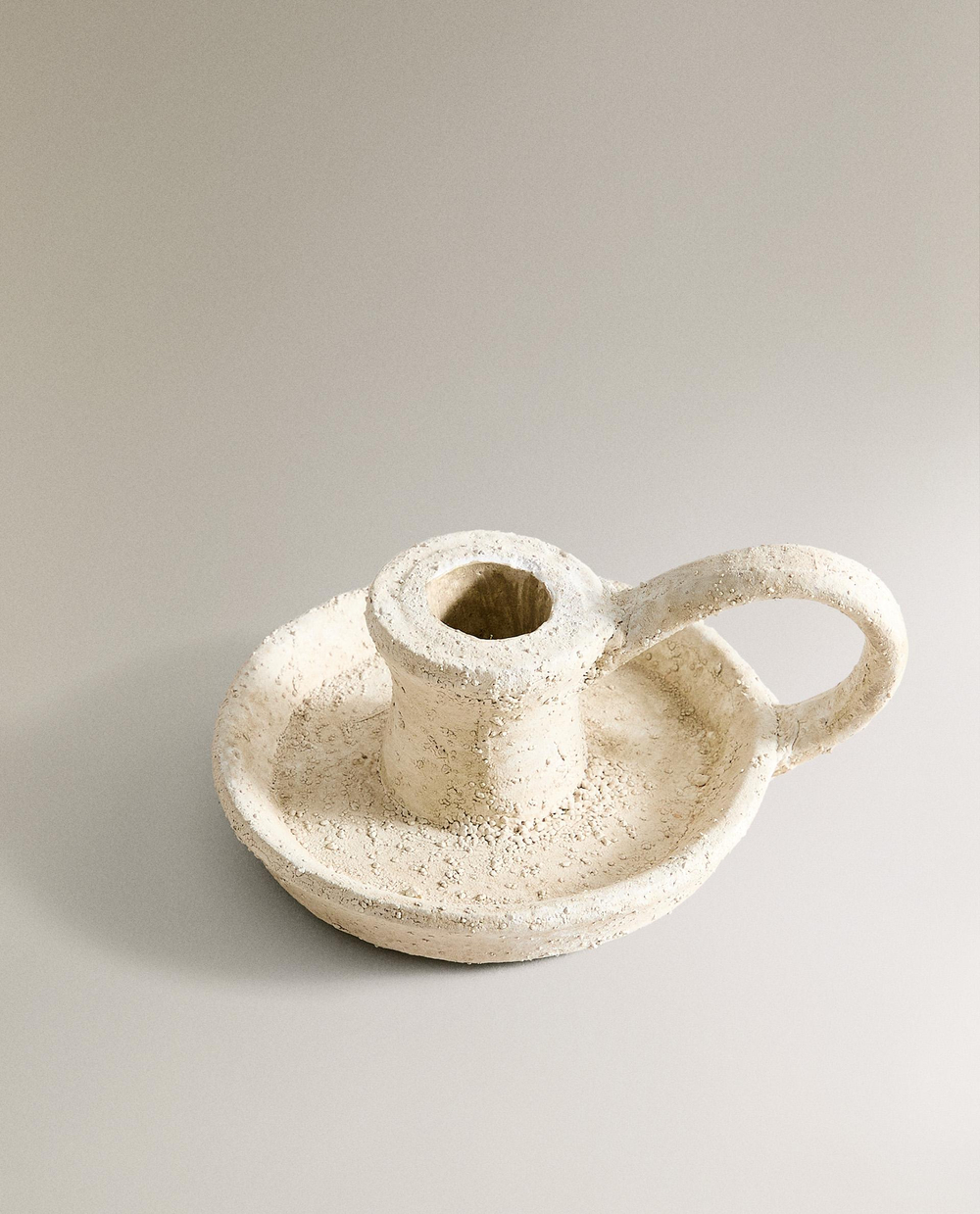 Zara Home Подсвечник из глины, цвет белый, 13.5 см