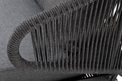 "Милан" диван 2-местный плетеный из роупа, каркас алюминий темно-серый (RAL7024) муар, роуп темно-серый круглый, ткань темно-серая 027