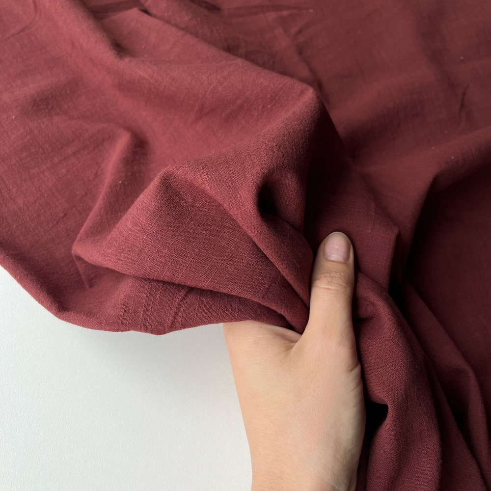 Хлопок "под Лён" Бордово-шоколадный