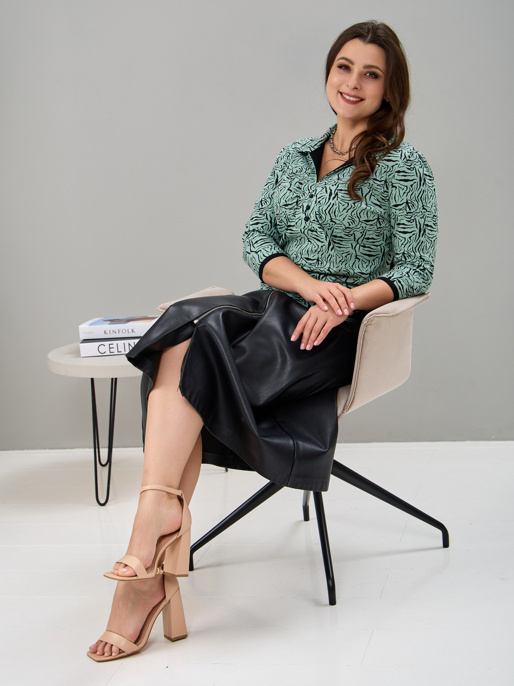 Блузка БЛ-015/шалфей-зебра