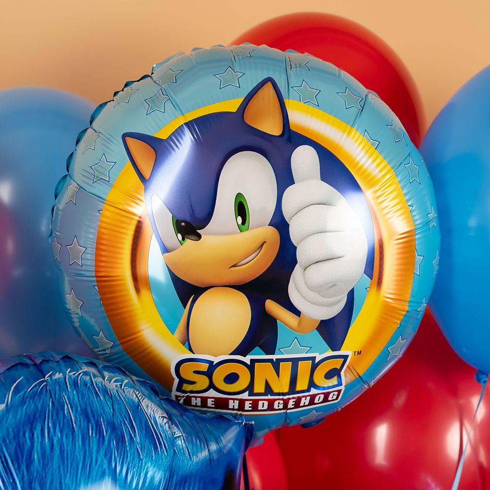 Шар (18''/46 см) Круг, Ежик Аниме, Дизайн №1, Синий, 1 шт. в уп.