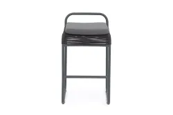 "Ането" стул барный плетеный из роупа, каркас алюминий темно-серый (RAL7024) муар, роуп темно-серый круглый, ткань темно-серая 027