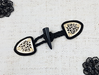 Застежка клевант, р. 16х4,7 см, чёрный с золотом