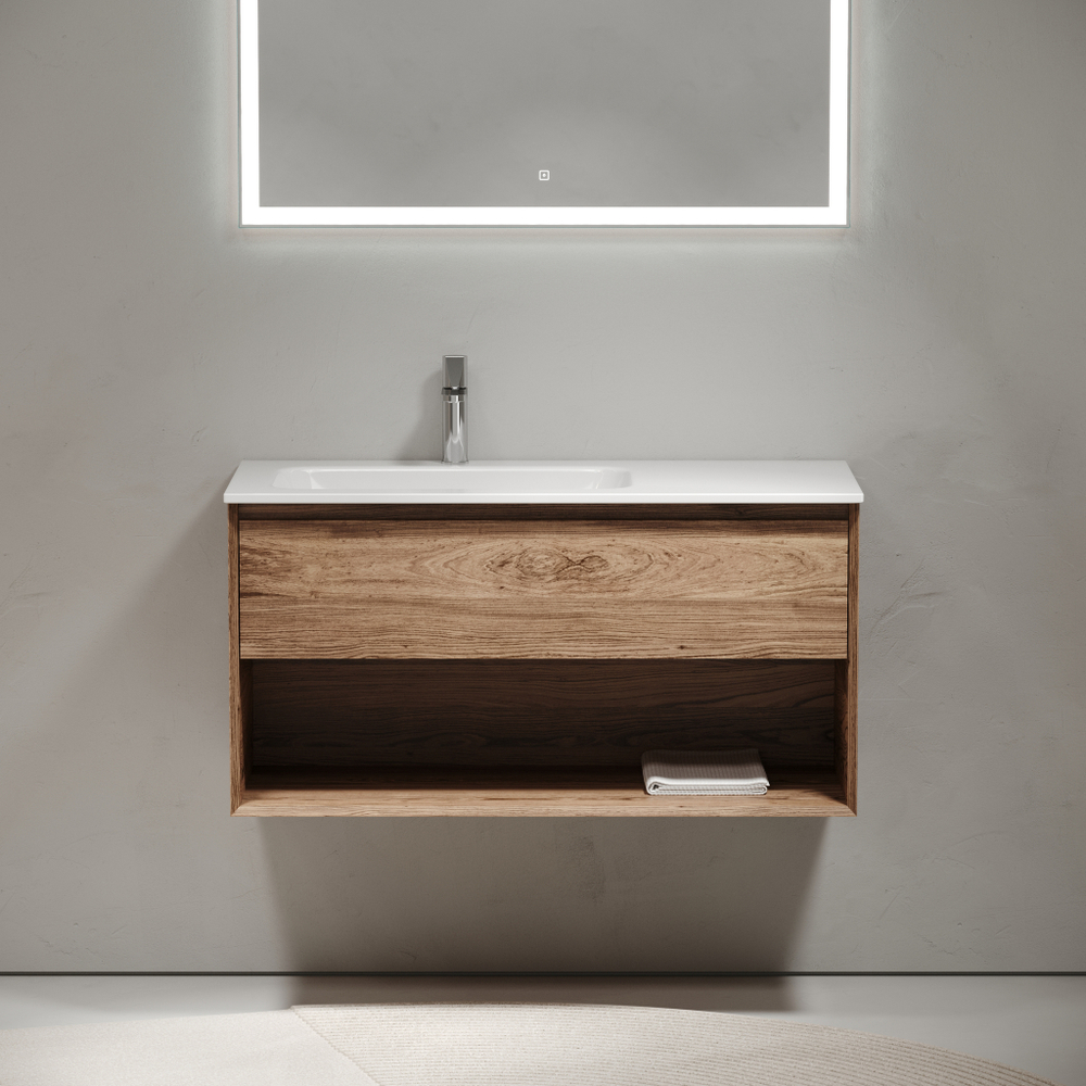Тумба с раковиной Sancos Marmi 1.0 100 см MR1.0100LECH дуб чарльстон