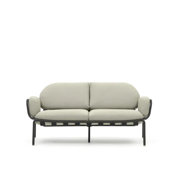 Уличный 2-местный диван Joncols с бежевой обивкой и серым алюминием 164 см