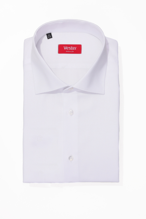 Сорочка мужская VESTER короткий рукав, цвет белый, фактурная ткань, хлопок/пэ 72914 22