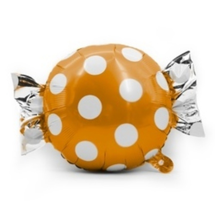 Шар (24"/61 см) Фигура, Конфета, Белые точки, Оранжевый 1 шт.