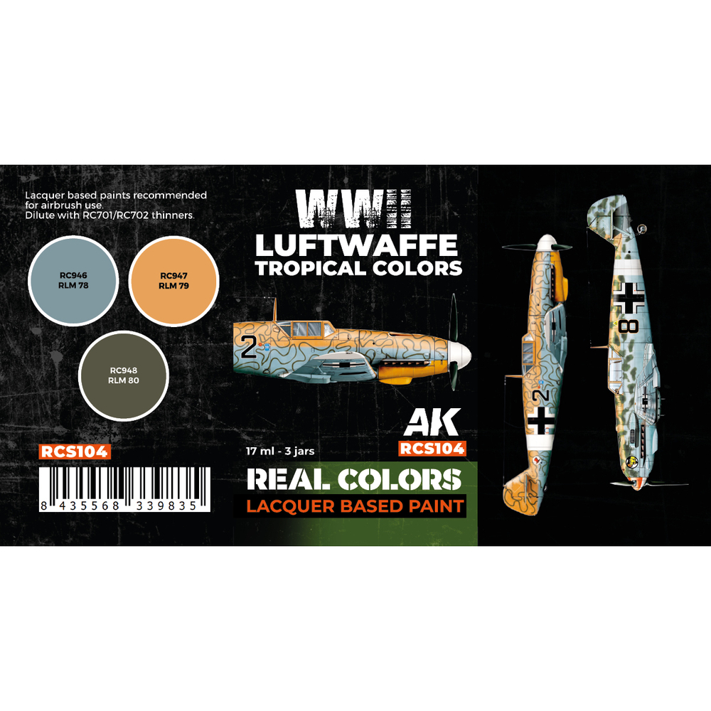 Набор красок AK Interactive Real Colors - WWII Luftwaffe Tropical Colors
