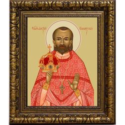 Алексий Княжеский, священномученик пресвитер. Икона на холсте. В раме 17 х 21 см.