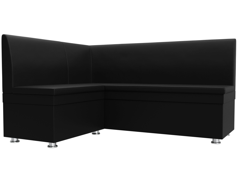 Диван кухонный угловой Уют левый угол, Черный, Экокожа, 28387L