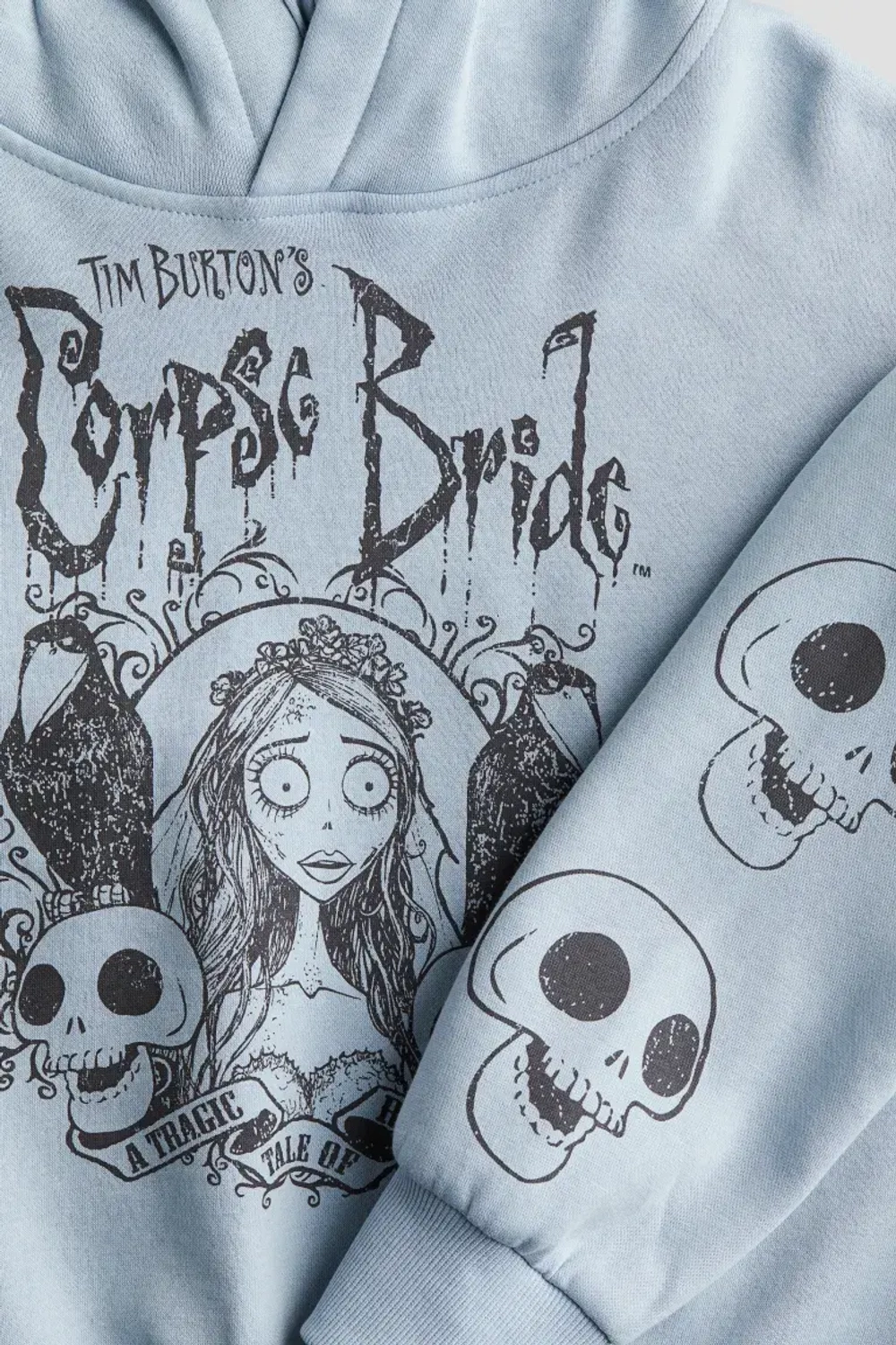 H&M Толстовка с капюшоном и принтом, светло-голубой