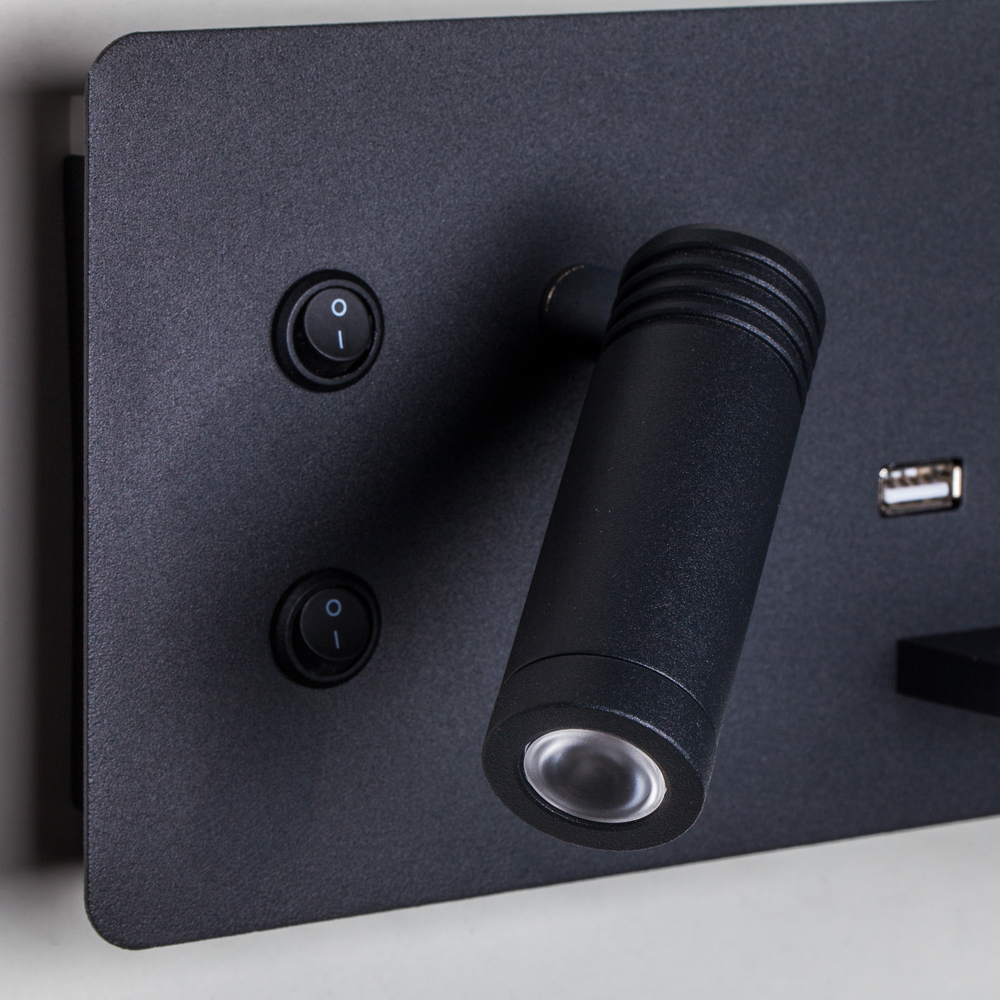 808557 Бра MURO 4,5W+3W LED 360LM+240LM ЧЕРНЫЙ 3000K