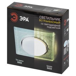 Встраиваемый светильник со светодиодной подсветкой ЭРА DK LD50 CH/SHSL GX53 хром серебро
