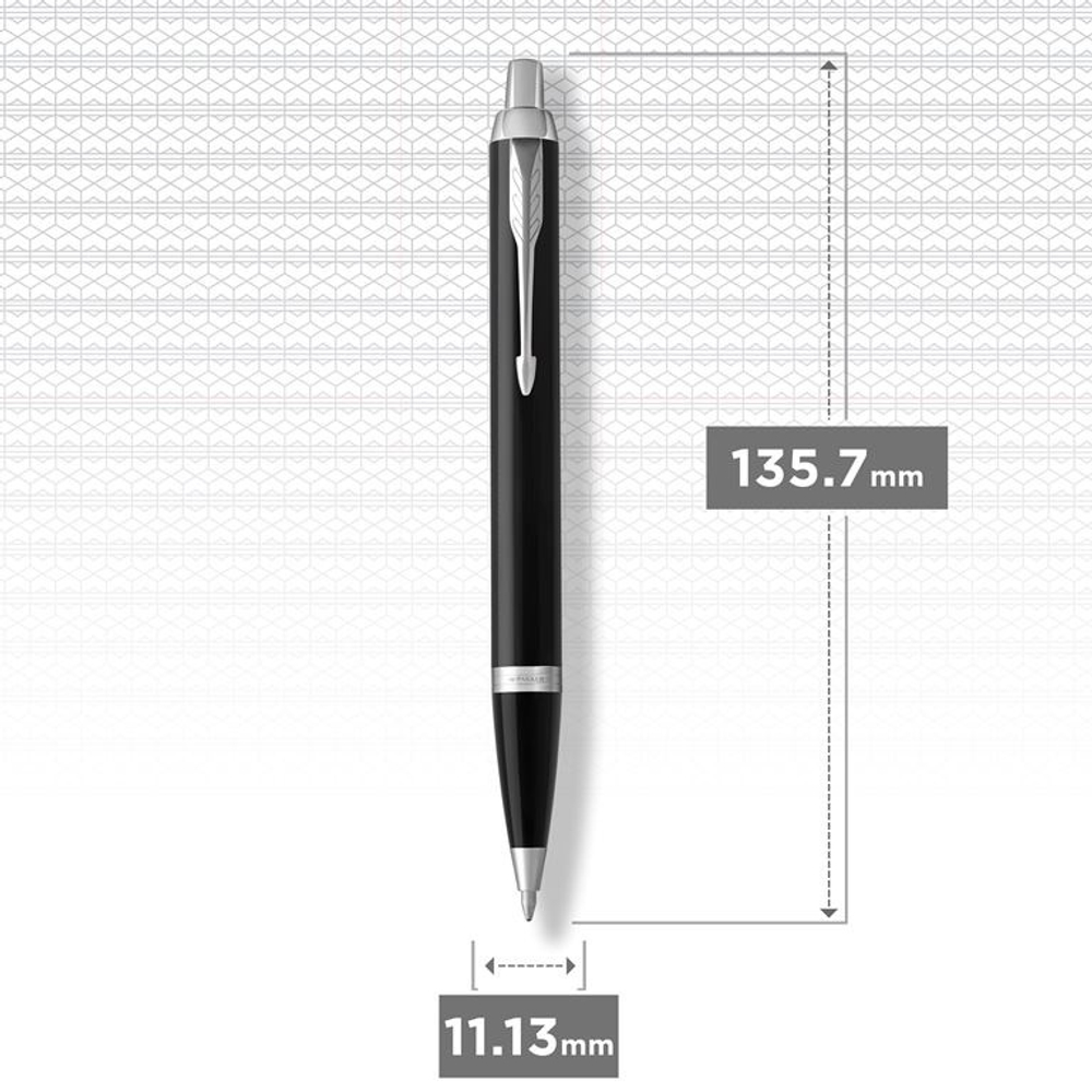 Шариковая ручка Parker IM Metal Black CT лак глянцевый, стержень: M, цвет чернил: blue, в подарочной упаковке.