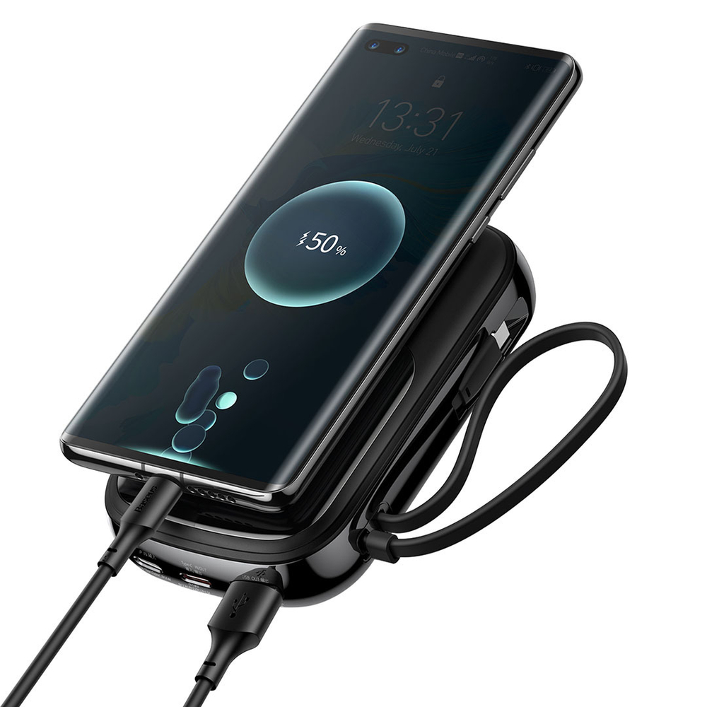 Внешний аккумулятор Baseus Qpow Digital Display Quick Charging Power Bank C+L+U 20000mAh 20W (w IP Cable) - Black