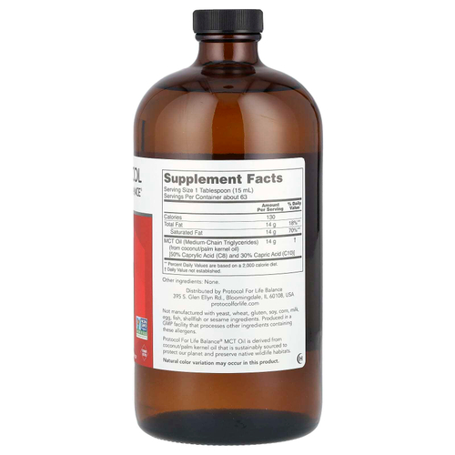 Protocol for Life Balance, чистое масло MCT, 14 г, 946 мл (32 жидк. унции)