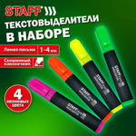 набор текстовыделителей 4 шт. ассорти STAFF "College" STICK HL-497 линия письма 1-4 мм (12 штук в упаковке)