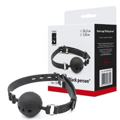 Кляп шарик дышащий силикон Black person черный 3,7 см