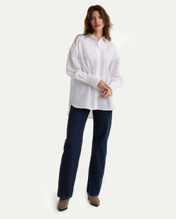 Классическая рубашка удлинённого силуэта из хлопка-поплина