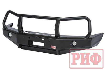Бампер силовой передний УАЗ Патриот 2005+ с доп. фарами и защитной дугой (под парктроник) РИФ