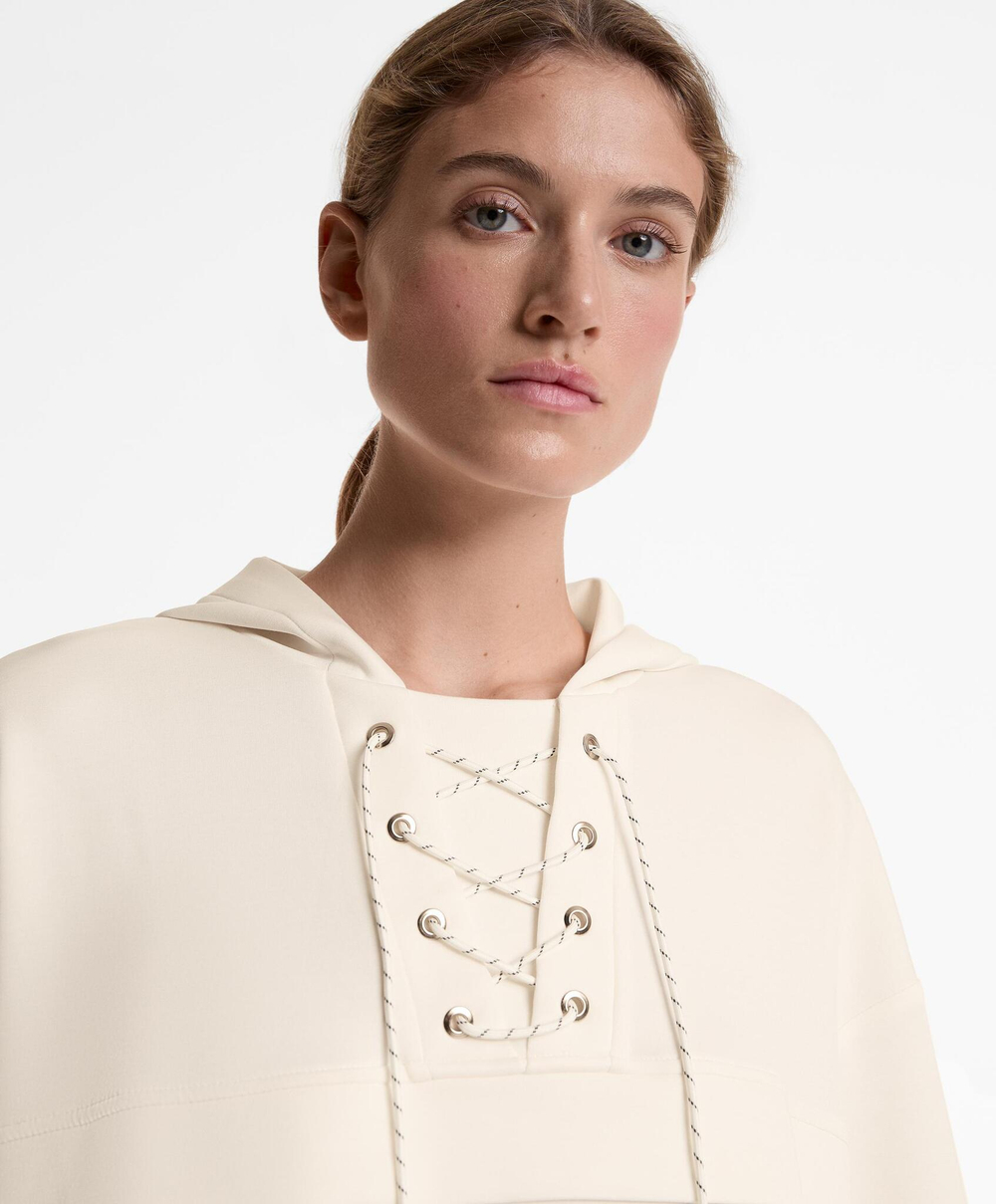 Oysho Толстовка мягкая на ощупь с перекрещивающимися шнурками и модалом, бежевый