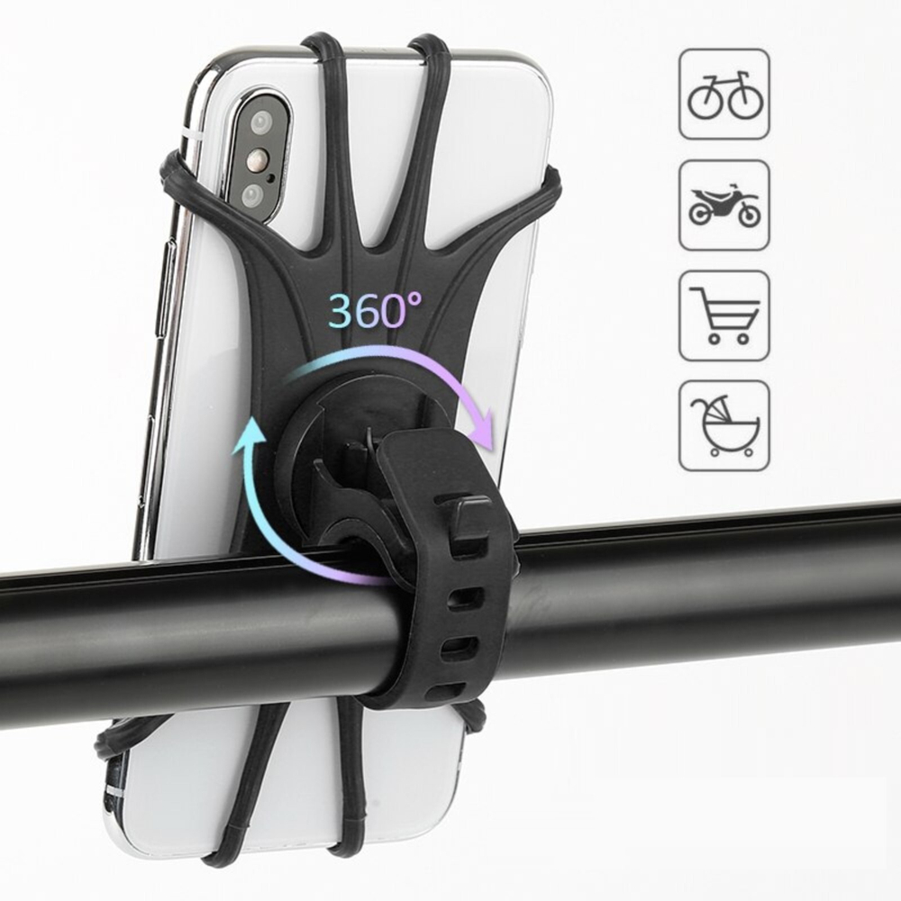 Велосипедный держатель для телефона LuazON поворотный силиконовый до 6,5, черный