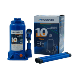 Домкрат бутылочный ROSSVIK V10, г/п 10,0 т, 200-385 мм, синий