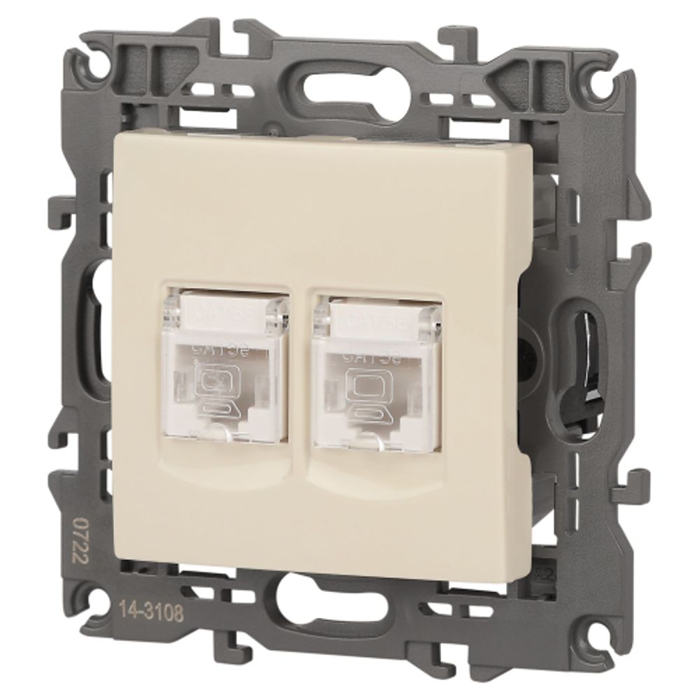 14-3108-02 ЭРА Розетка 2хRJ45, IP20, сл.кость | Elegance Слоновая кость