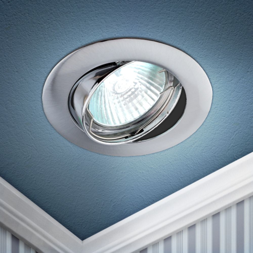 Встраиваемый светильник литой ЭРА KL1A SN/1 поворотный, MR16, 12V, 50W, сатин никель | Литые встраиваемые светильники