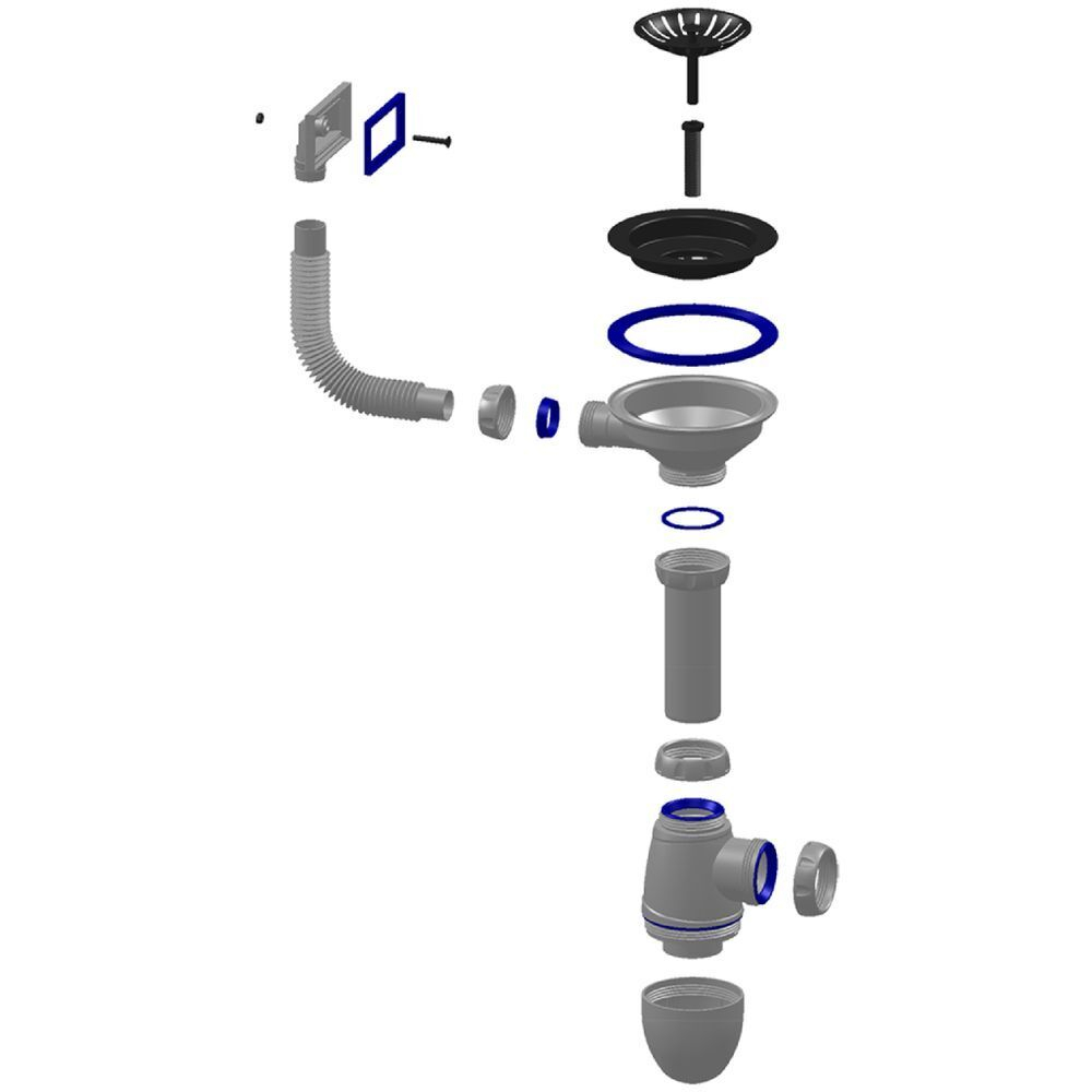 Сифон для мойки, бутыл, 4"х40, перелив., пер прям, Unicorn, В410