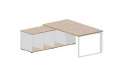 Стол Fortum на опорной сервисной тумбе (левый) 180(+0/15/30)х180х74см