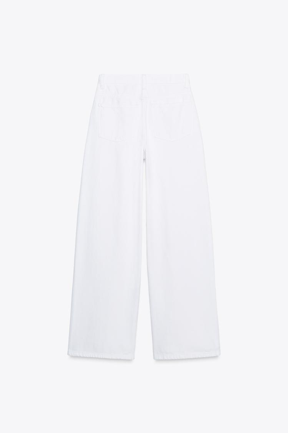 ZARA ДЖИНСЫ TRF WIDE-LEG С ВЫСОКОЙ ПОСАДКОЙ И КОСОЙ ЗАСТЕЖКОЙ, БЕЛЫЙ